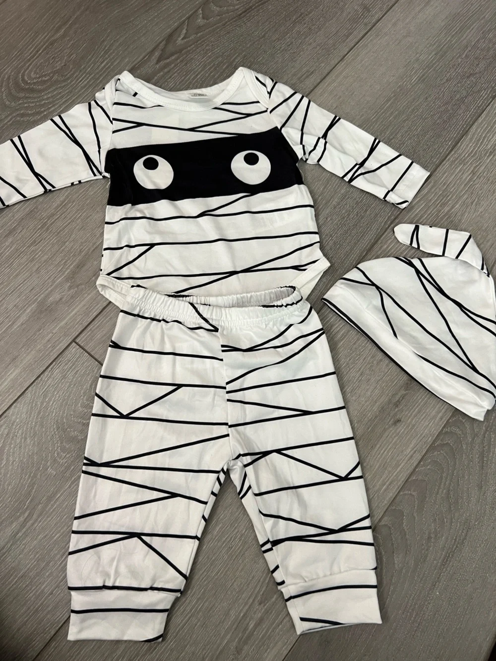 Baby Mummy Costume Pajama Set - Black & White Striped